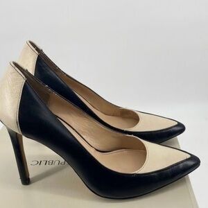 Sophisticated Black and Cream Stiletto Heels